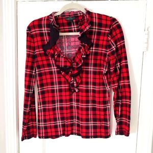 EUC sz xs plaid Lauren Jean co.long sleeve top